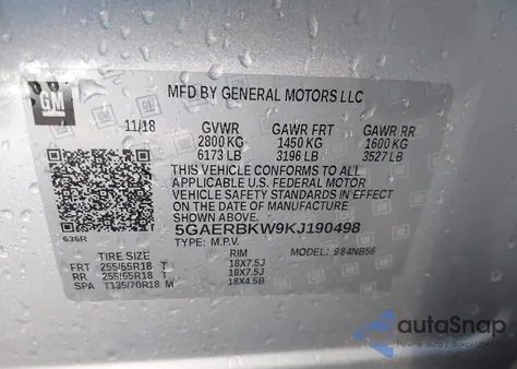 2019 Buick Enclave Fwd Essence z USA, uszkodzony, nr VIN 5GAERBKW9KJ190498
